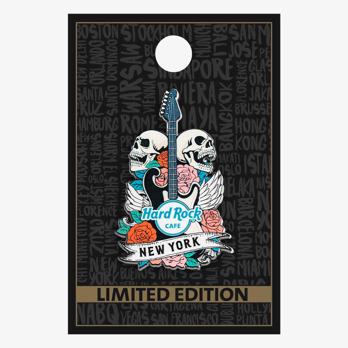 Limited Edition Skulls and Roses Guitar Pin image number 2